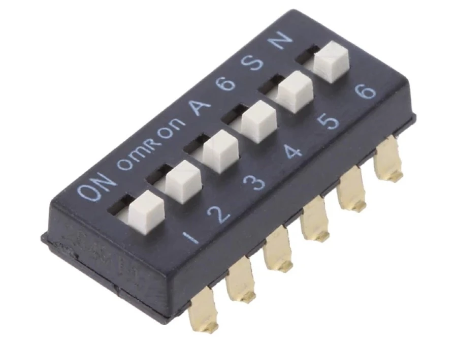 Przełącznik DIP‑SWITCH Ilość sekcji 6 ON‑OFF 0,025A/24VDC A6SN6104