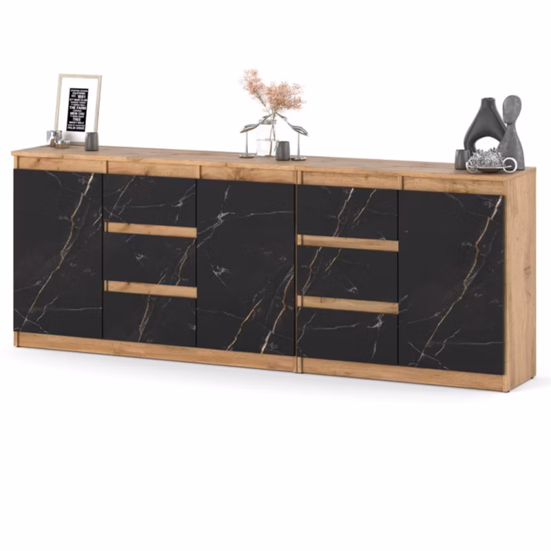 Komoda Hurtownia-Mebli Szuflady 6 Best Agnes 200cm Dąb Wotan San Sebastian 200x35x75 cm 1szt.