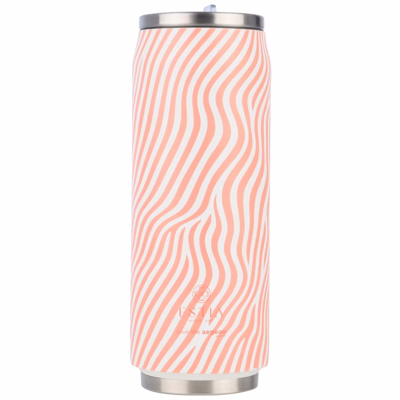 Kubek Termiczny Ze Słomką Soft Ripple Estia Stal Nierdzewna Pomarańczowy 500 Ml 1 Szt.