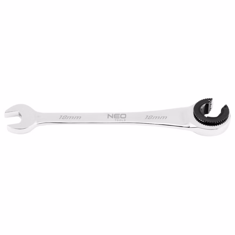 Klucz płasko-oczkowy NEO TOOLS rozcięty z grzechotką, 18 mm 1 szt