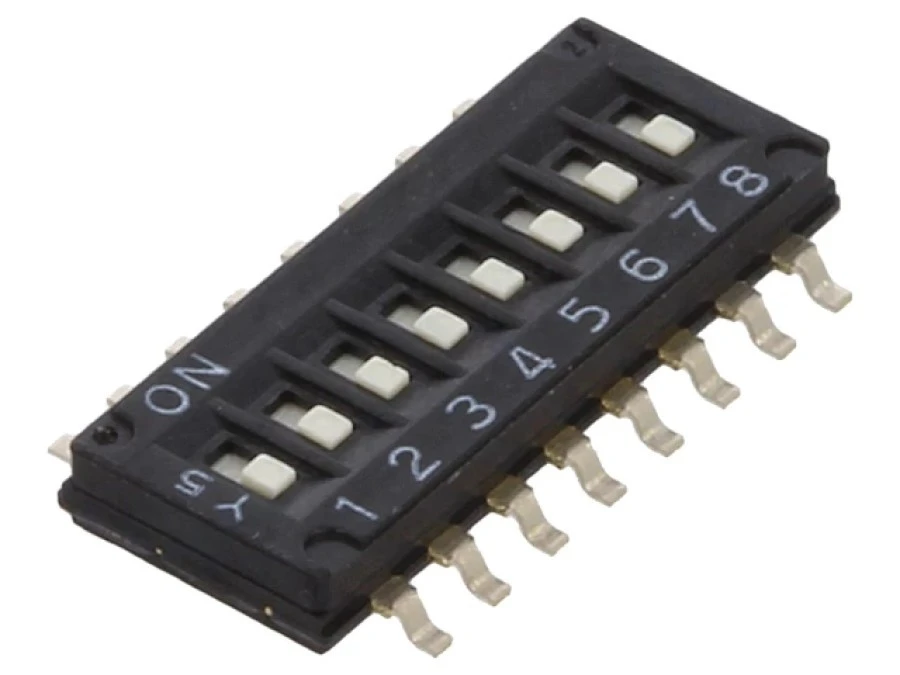 Przełącznik DIP‑SWITCH Ilość sekcji 8 ON‑OFF 0,025A/24VDC A6H‑8101