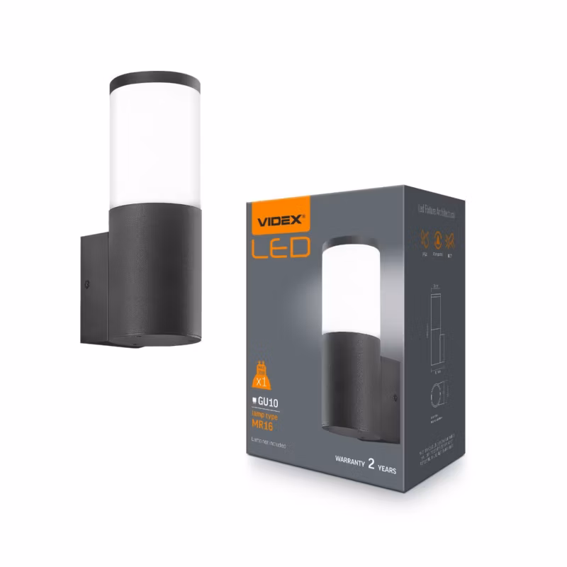 Kinkiet ścienny zewnętrzny Videx Ar090 czarno-biały 1 x GU10 x IP54 wym: 16 x 6 x 8 cm – 1 szt.