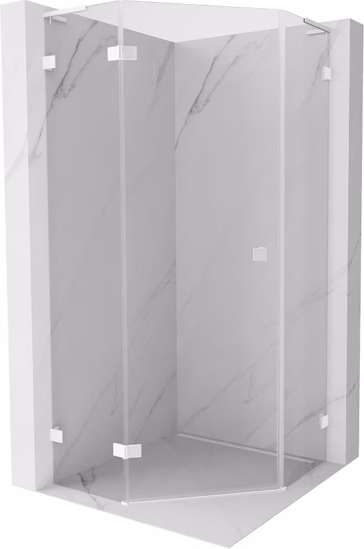 Kabina prysznicowa Mexen Lunar L pięciokątna uchylna lewa 80 x 80 cm transparent biała 1 szt.