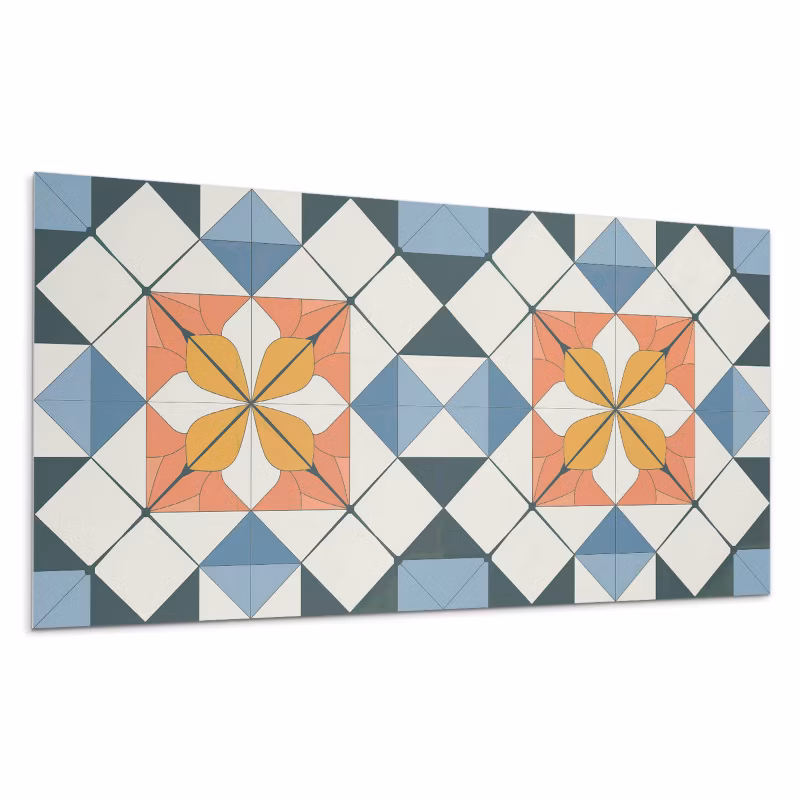 Kafelki samoprzylepne Wallfluent 60×30 cm Stylowe kwiaty w geometrycznej kompozycji 6 szt.