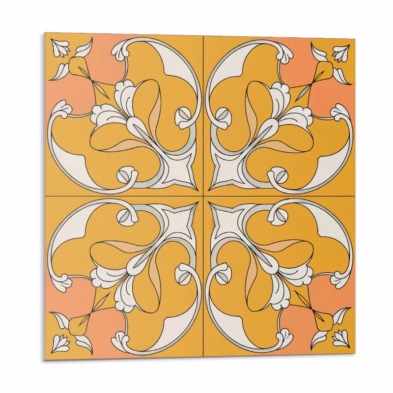 Kafelki samoprzylepne Wallfluent 30×30 cm Symetryczny motyw kwiatów 9 szt.