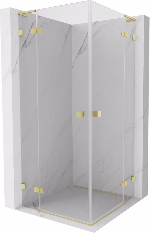 Kabina prysznicowa Mexen Lunar L Duo uchylna 95 x 95 cm transparent złota szczotkowana 1 szt.