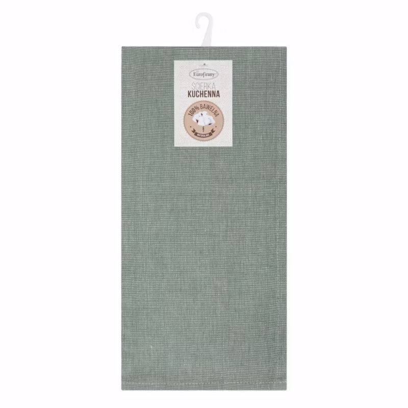 Komplet 2 ścierek KARIN Eurofirany 50 x 70 cm bawełniane zdobione w zielone pasy 1 kpl