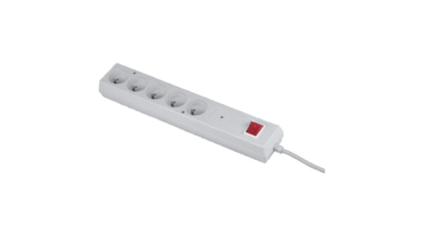 Listwa przeciwprzepięciowa PS-5P 5-gniazd z/u 10A 1,5m /OMY 3×1/ biała