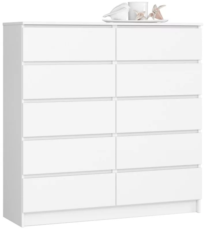Komoda Akord K120 Biała 120 cm 10 szuflad kolor Biały mat 120x40x121 cm 1 szt.
