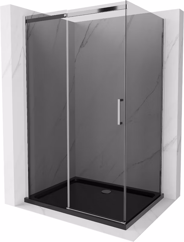 Kabina prysznicowa Mexen Omega rozsuwana 120 x 90 cm grafit chrom + brodzik Flat czarny