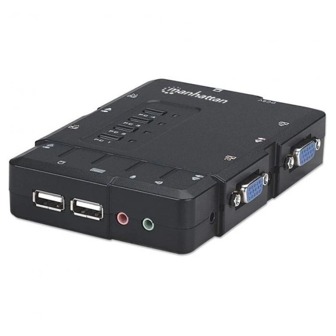 Przełącznik KVM VGA/USB 4×1 4‑Portowy z Audio/Mic