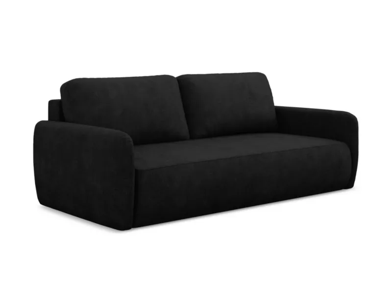 Kanapa 3-osobowa z funkcją spania LaMiaSofa CORLE z tkaniny szenilowej 218×102 cm czarny 1 szt.
