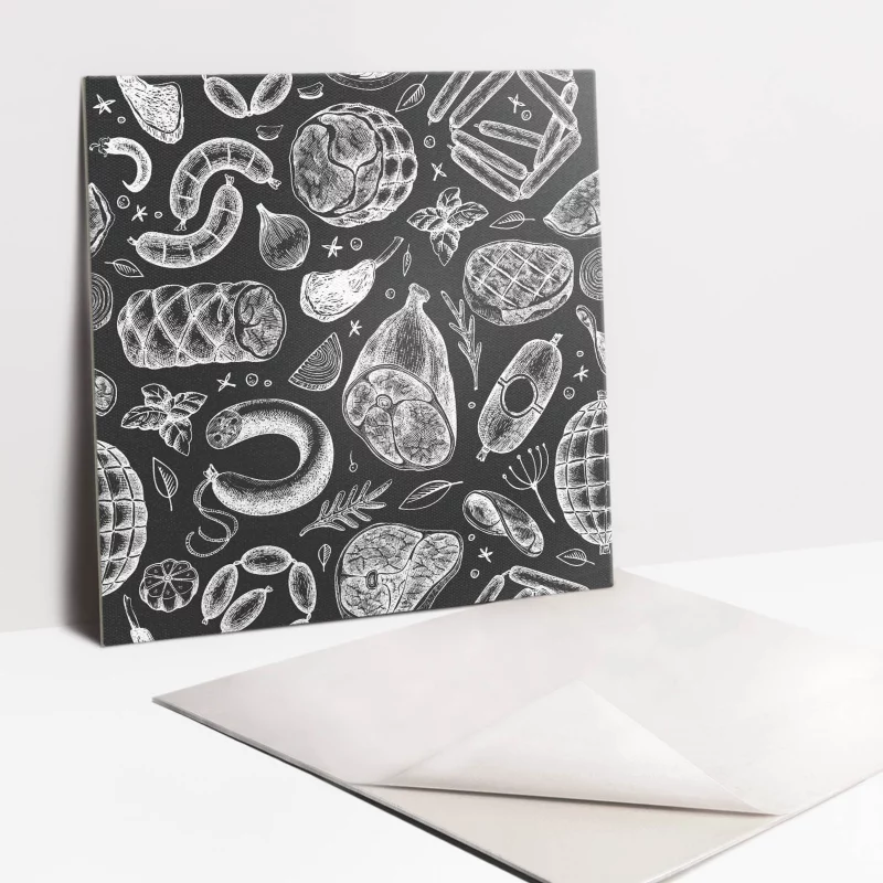 Kafelki samoprzylepne Tulup 30×30 cm Rysunkowy motyw jedzenia 9 szt. III