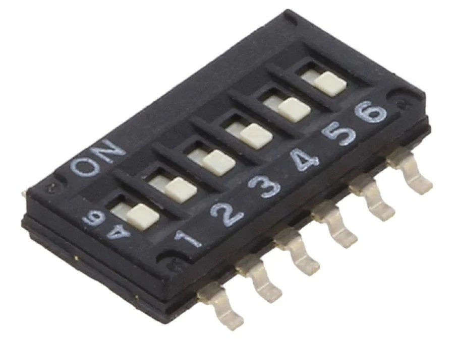 Przełącznik DIP‑SWITCH Ilość sekcji 6 ON‑OFF 0,025A/24VDC A6H‑6101