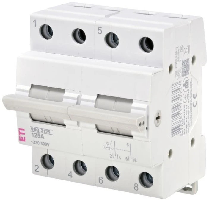 Przełącznik trójpołożeniowy modułowy 125A 2‑biegunowy SSQ 2125 002421429