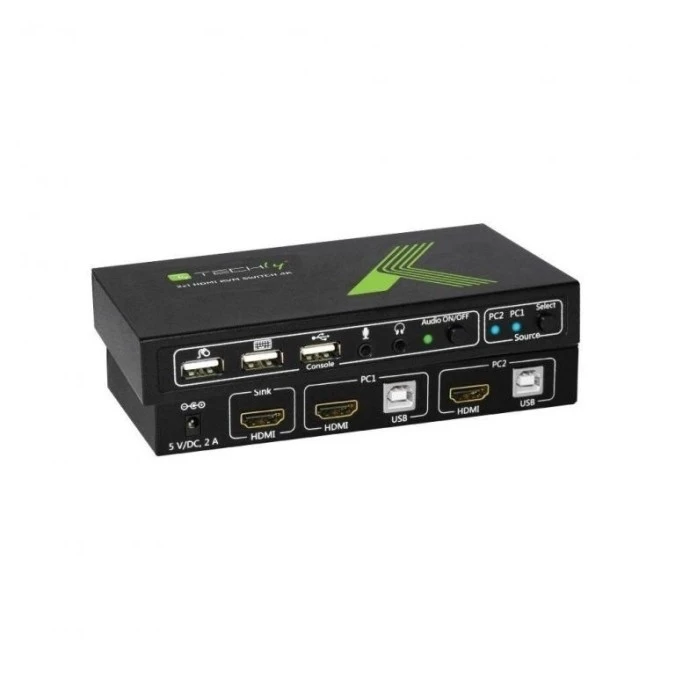 Przełącznik KVM HDMI/USB 2×1 z Audio 4K*60Hz Techly