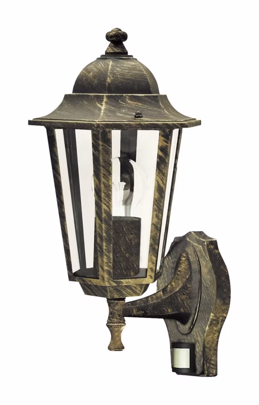 Kinkiet zewnętrzny z czujnikiem Rabalux Velence antyczne złoto 1 x E27 x 60W IP43 wym: 36 x 21 x 23 cm – 1 szt.