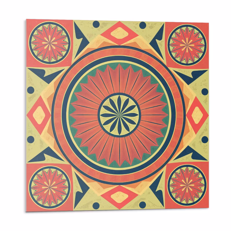 Kafelki samoprzylepne Wallfluent 30×30 cm Mandala w formie geometrycznych kształtów 9 szt.