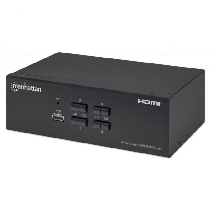 Przełącznik KVM HDMI/USB 4×1 Dual‑Monitor Video 4K*30Hz