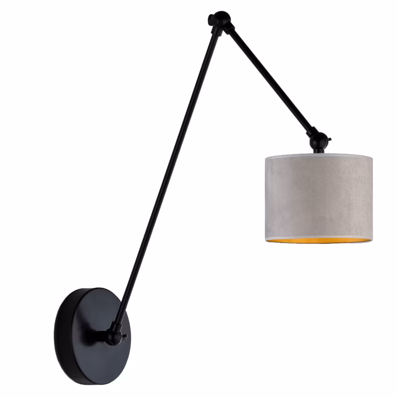 Kinkiet Volta Light Factory Soul Czarny/Szary welur ze złotem Abażur 1xE27 1szt.