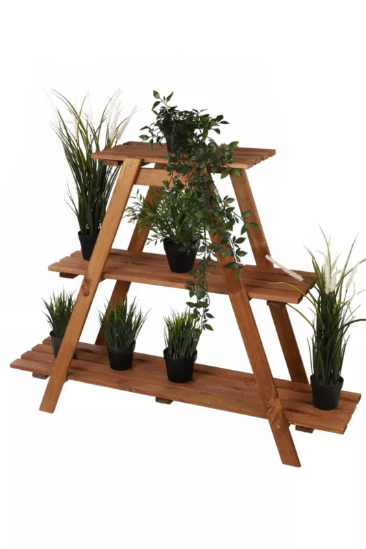 Kwietnik drewniany MODO24 stojak do ekspozycji 79 x 101 x 26 cm impregnowany brązowy 1 szt.