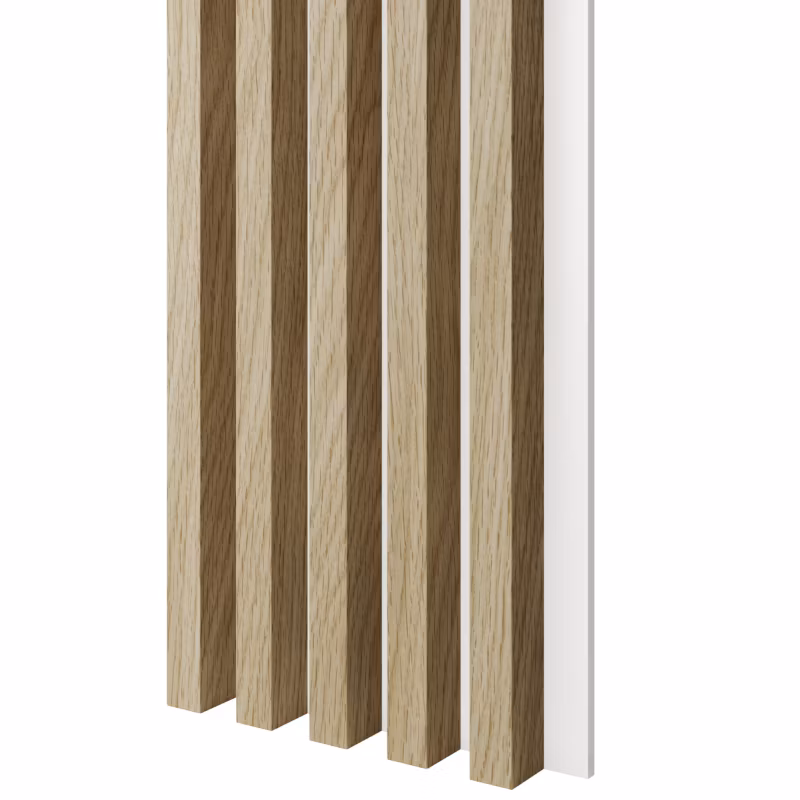 Lamele 3x4cm na białej płycie MDF LAMELE3D dąb europejski CPL 1 szt