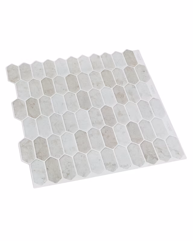 Kafelki ścienne samoprzylepne płytki Mazovia 30,5 x 30,5 cm odporne na zachlapania, geometryczne Kremowe 10 szt.
