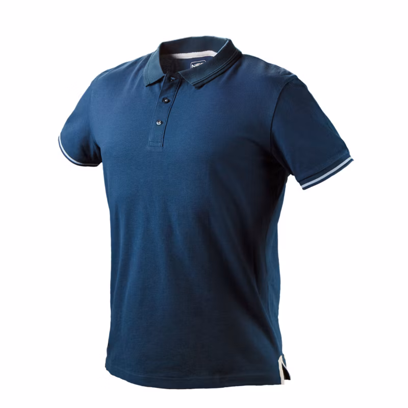 Koszulka polo Denim skórzana wszywka z logo L granatowa 1 szt.
