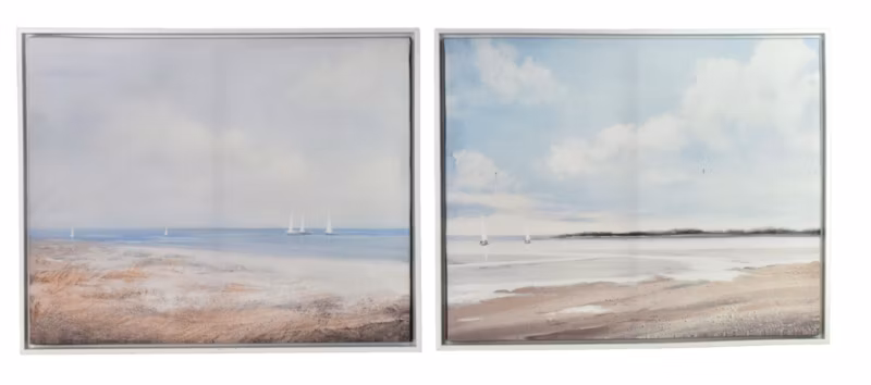 Komplet obrazów INGA Morze 40×50 cm beżowo-błękitne 2 szt.