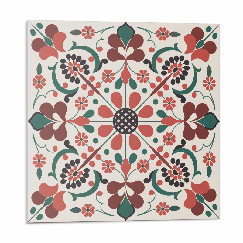 Kafelki samoprzylepne Wallfluent 30×30 cm Symetryczny motyw kwiatów w delikatnym wzorze 9 szt.