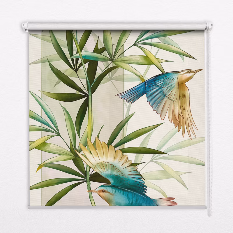 Roleta Do Okien Tulup 120×140 cm Ptaki W Liściach Montaż do ściany/sufitu 1 szt.