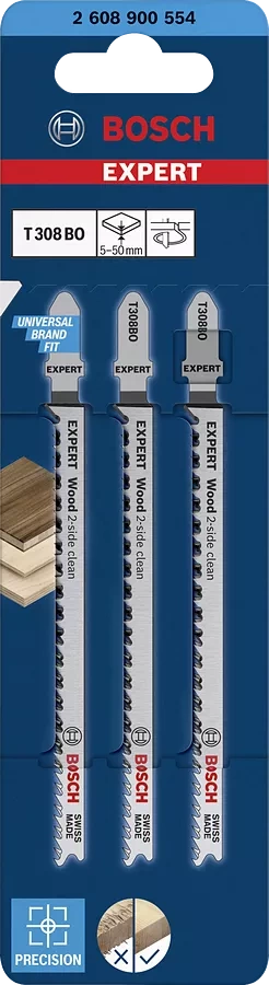 Brzeszczot do wyrzynarek EXPERT ‘Wood 2-side clean’ T 308 BO 3 szt. Bosch 2608900554