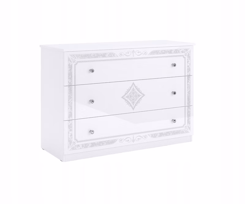 Komoda Diamante z szufladami biała połysk INTESI glamour 118 cm do salonu i sypialni 1 szt.