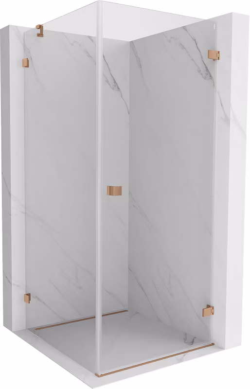 Kabina prysznicowa uchylna Mexen Lunar-B miedź szczotkowana 90×90 cm 832-090-090-65-00-P 1 szt.