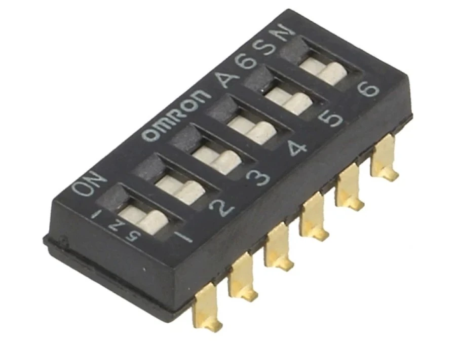 Przełącznik DIP‑SWITCH Ilość sekcji 6 ON‑OFF 0,025A/24VDC A6SN‑6101