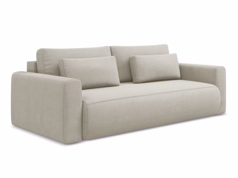 Kanapa 3-osobowa z funkcją spania LaMiaSofa PERUGIA z tkaniny strukturalnej 238×105 cm jasny beż 1 szt.