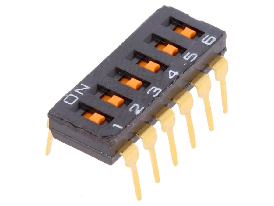 Przełącznik DIP‑SWITCH Ilość sekcji 6 ON‑OFF 0,025A/24VDC A6T‑6101