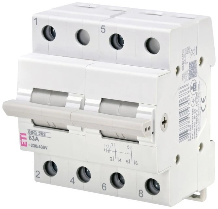 Przełącznik trójpołożeniowy modułowy 63A 2‑biegunowy SSQ 263 002421426