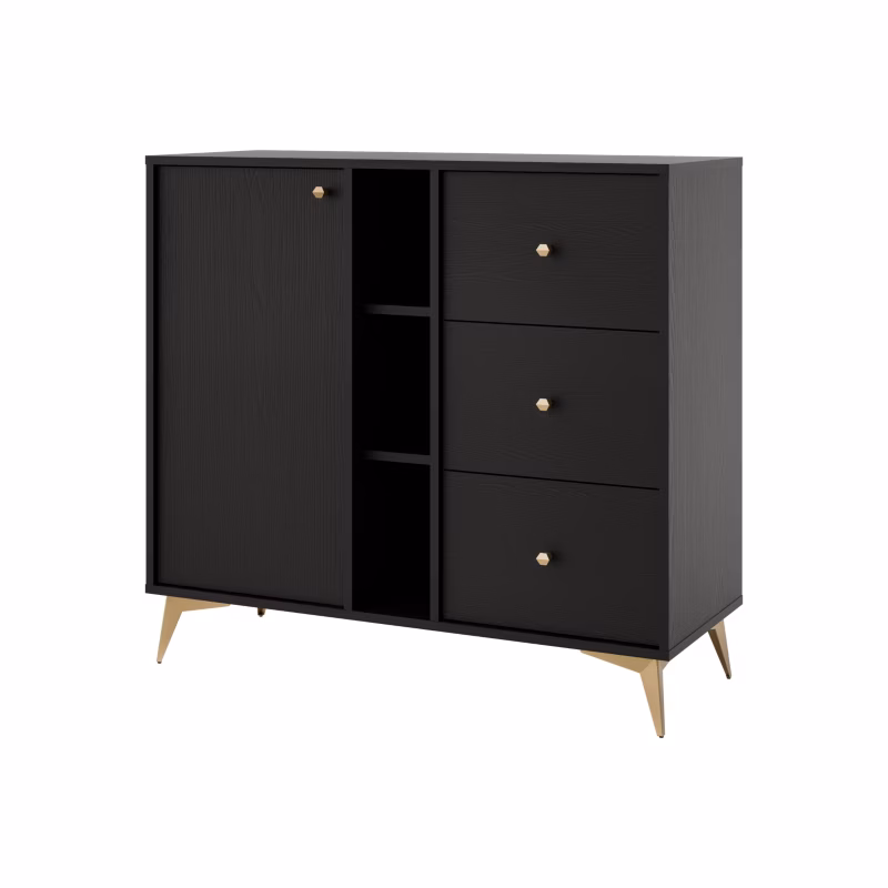Komoda z szufladami Bonni Sakai 1 1F 3S T824 Czarny 1 szt.