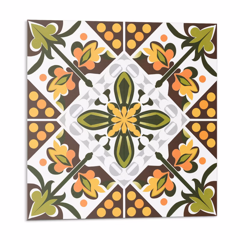 Kafelki samoprzylepne Wallfluent 50×50 cm Symetryczny motyw florystyczny 4 szt.