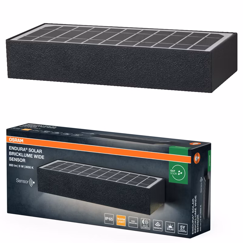 Kinkiet Solarny Endura Osram Lampa LED z Czujnikiem Ruchu i Zmierzchu 6W 850lm 3000K Szary IP65 1 szt.