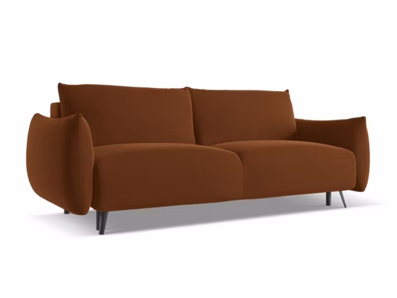 Kanapa 3-osobowa z funkcją spania LaMiaSofa GENOVA z tkaniny welwetowej 230×105 cm terakota 1 szt.