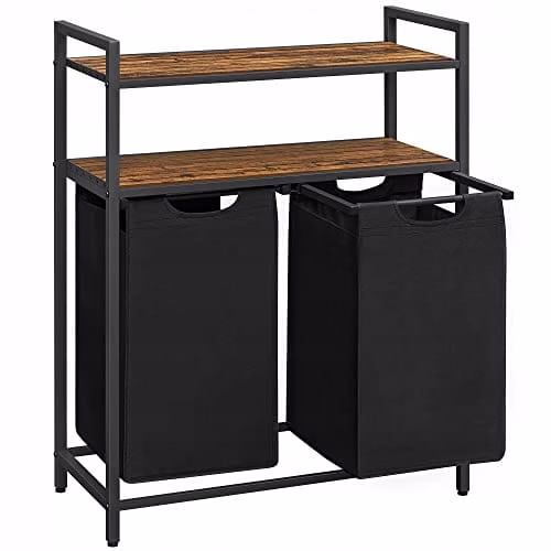 Kosz na pranie z półką, Songmics, 2-komorowy, 2x46L, 1szt