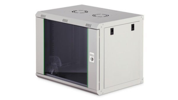 Szafa sieciowa wisząca Dynamic 19 9U rack 600×450, drzwi szyba, szary, niezłożona, 60kg DN-37104