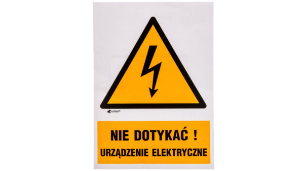 Samoprzylepna tabliczka ostrzegawcza /Nie dotykać urządzenie elektryczne 148×210/ 1EOA/Q4/F