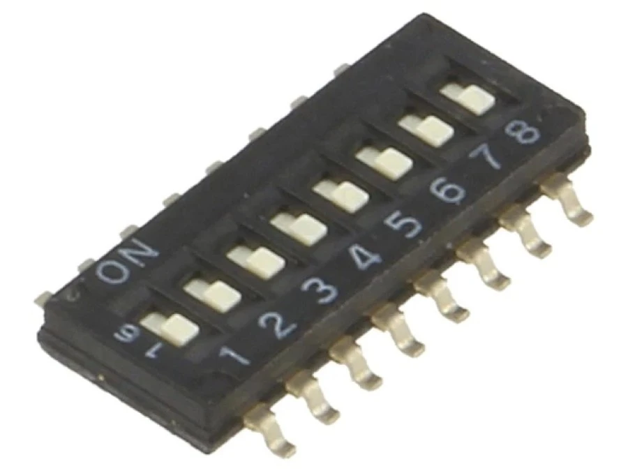 Przełącznik DIP‑SWITCH Ilość sekcji 8 ON‑OFF 0,025A/24VDC A6H‑8102