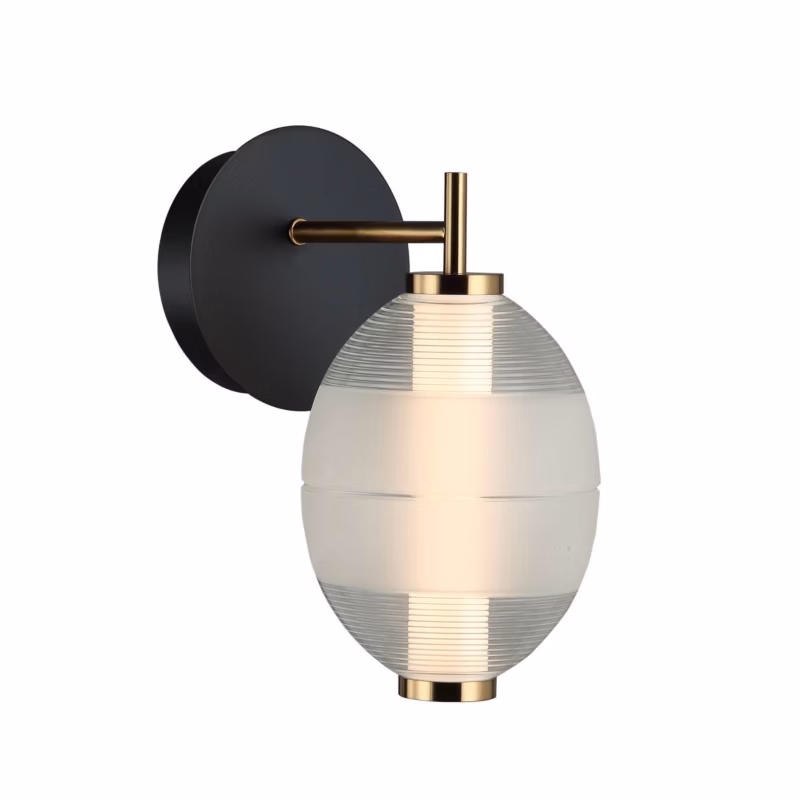 Kinkiet Italux Rinot czarno-złoty-biały-przezroczysty styl nowoczesny LED 8W 3000K 470lm IP20 wym: 29 x 15 x 24 cm – 1 szt.