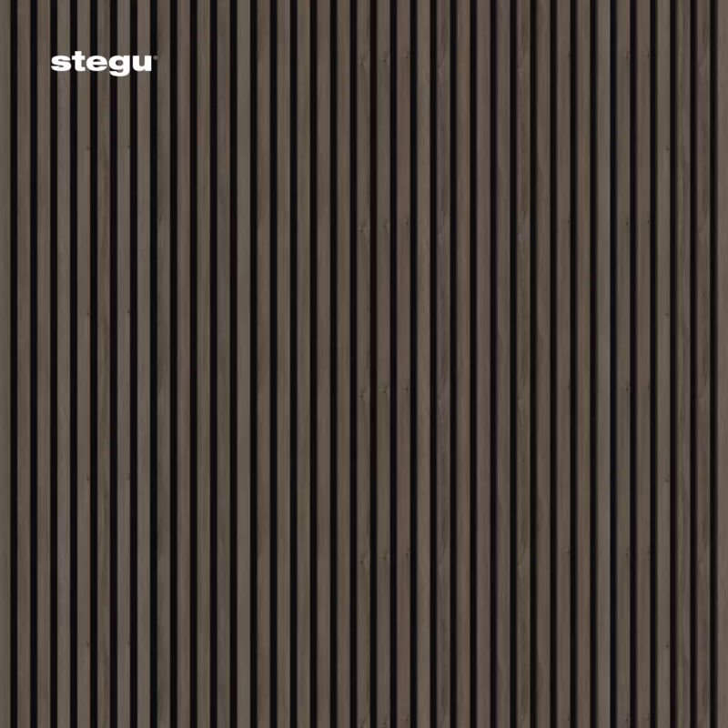 Lamele ścienne na czarnym filcu Stegu Acoustic Line, ciemny dąb 265×24,5 panele akustyczne 1 szt.