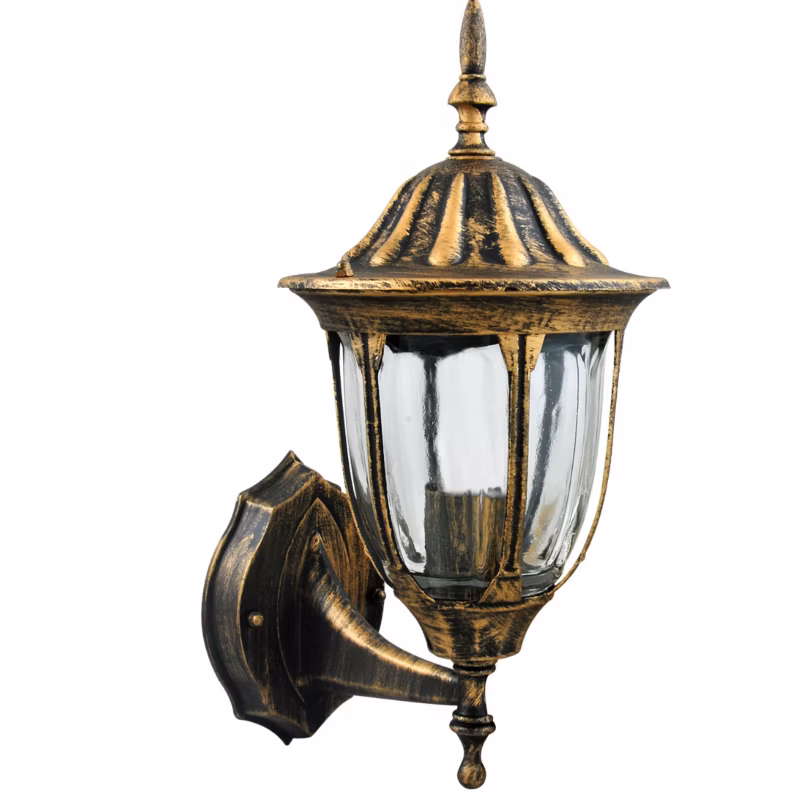 Kinkiet ścienny zewnętrzny Polux Florencja złoty patyna 1 x E27 x 20W IP43 wym: 37 x 16,5 x 20 cm – 1 szt.