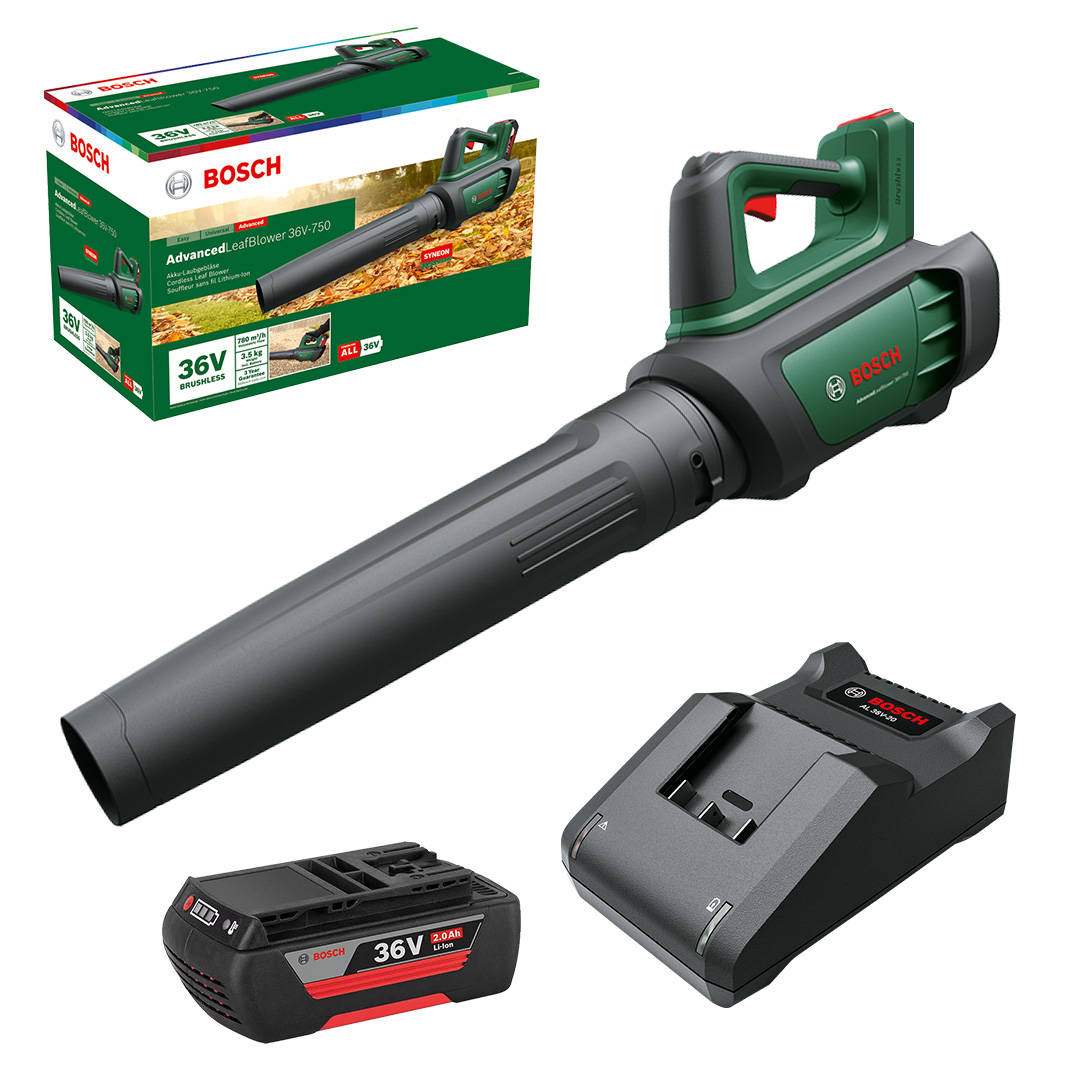 Dmuchawa do liści Bosch AdvancedLeafBlower 36V-750 + 1×2.0Ah + ładowarka